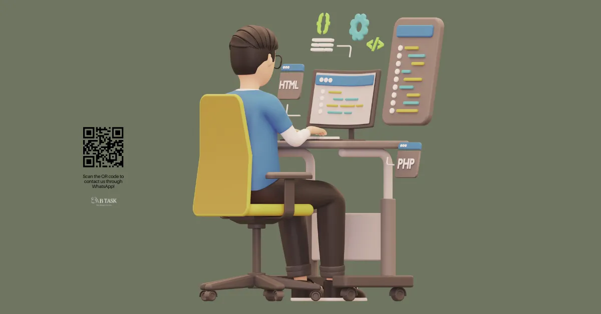 صورة بها مبرمج يعمل وترمز الي دليل تعلم برمجة المواقع الإلكترونية